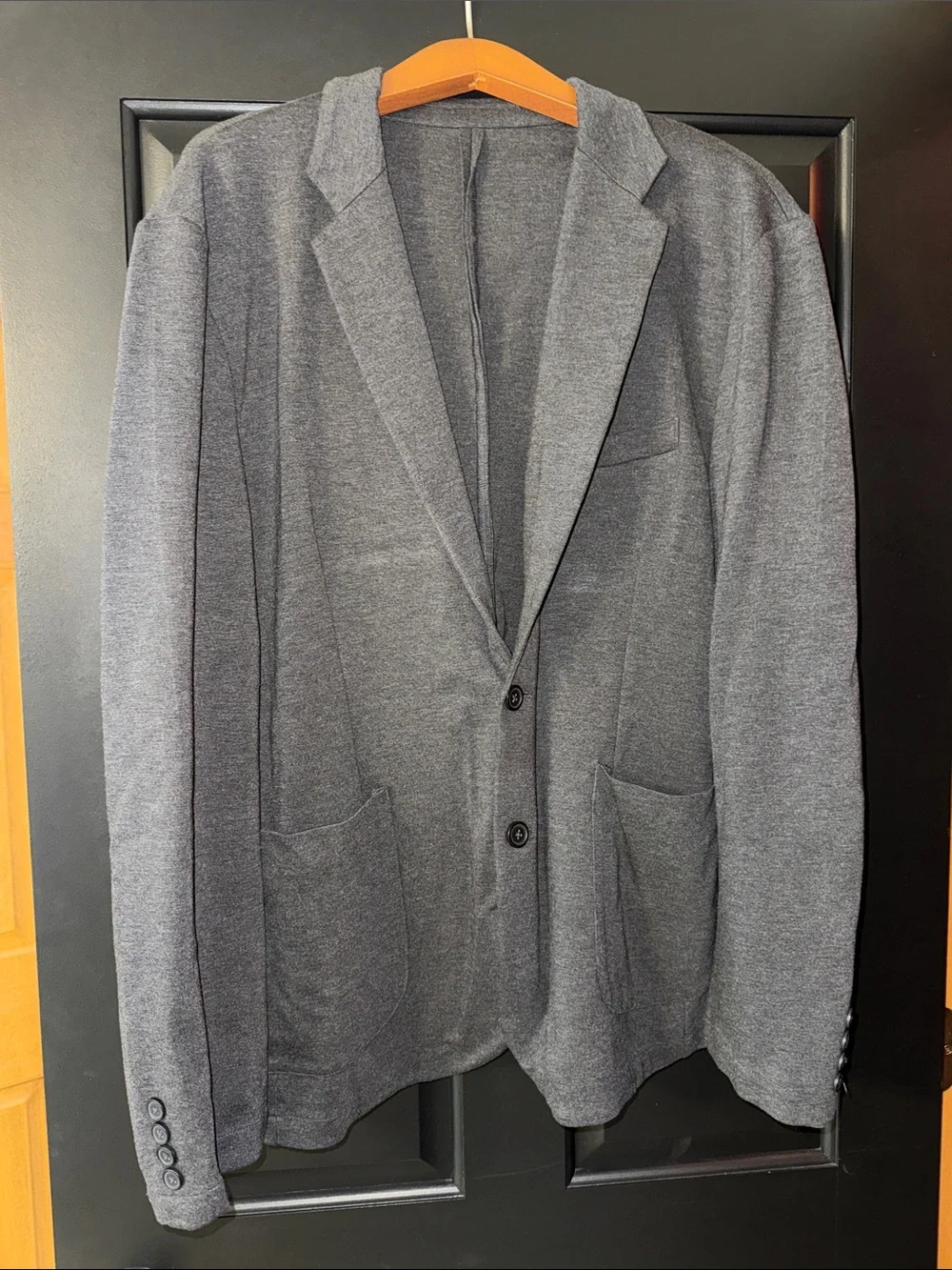 Men's Charcoal Knit Blazer - Casual Tailored Sport Coat